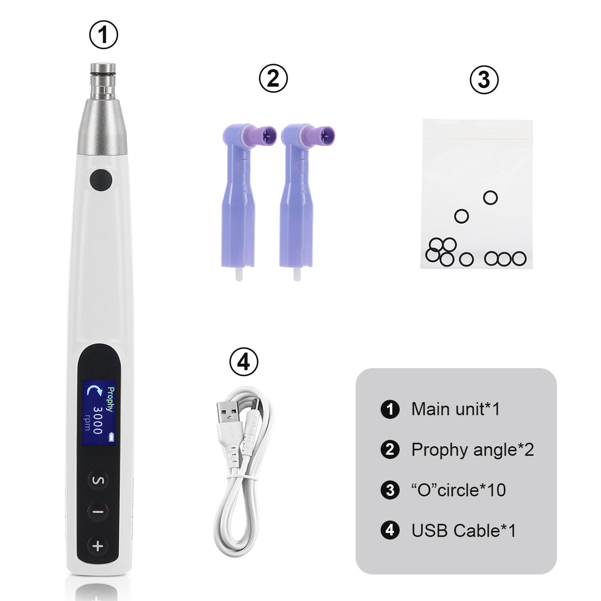 Cordless Hygiene Prophy Handpiece 360° Rotating 6 Speed Settings & 2 Prophy Angles - pairaydental.com