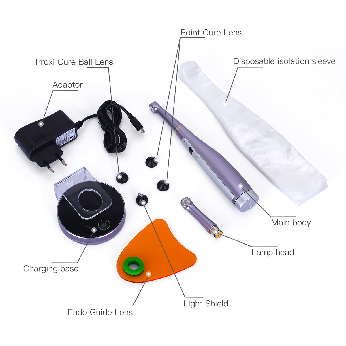 VAFU LED Curing Light Cordless OLED Screen 1 Second DeepCure Wide Specturm Metal Body With Caries Detector Light Meter 3200mW/Cm² - pairaydental.com