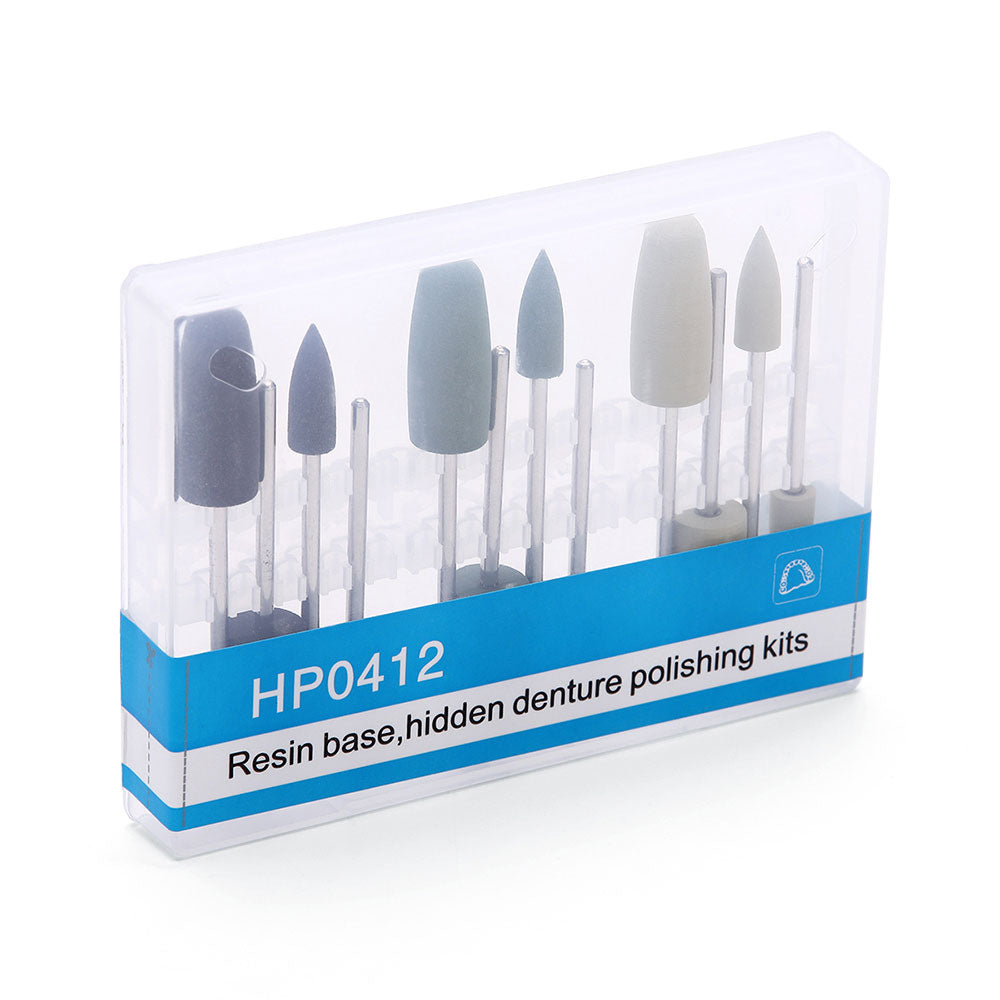 Dental Polishing Kit Diamond Burs Hidden Resin Base for Low Speed HP 0412  12pcs/Box