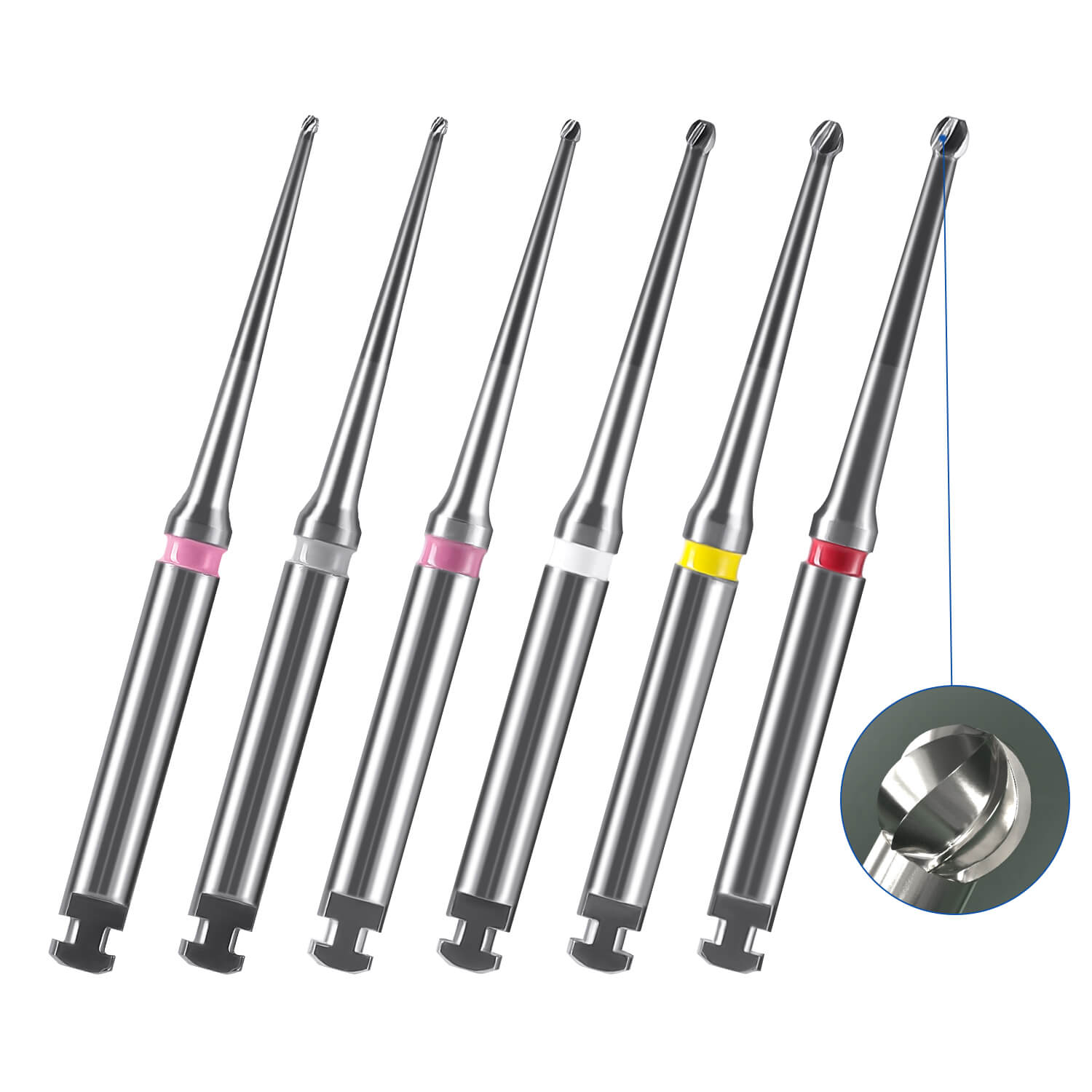 Dental Minimal Invasive Endodontic Carbide Burs Long Neck RA Round 31mm/34mm 6pcs/Pack - pairaydental.com