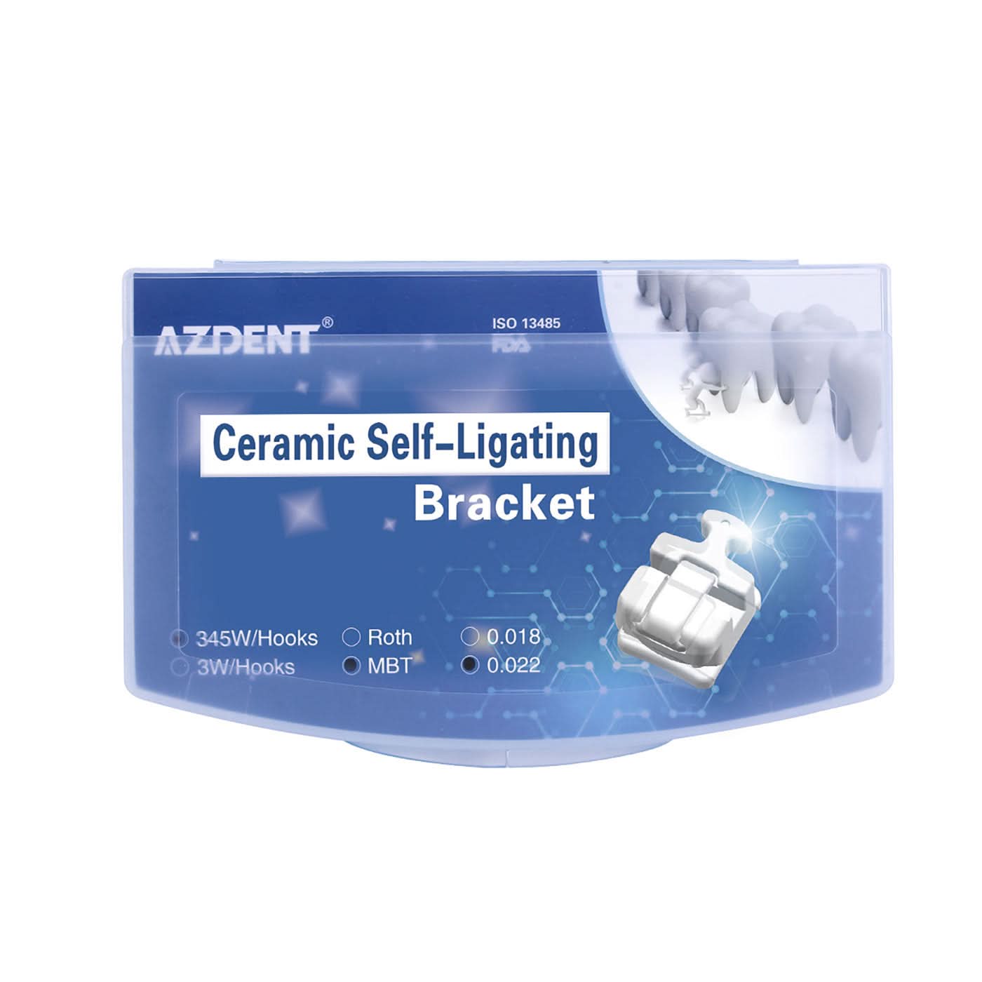 Orthodontic Ceramic Self-ligating Bracket MBT 0.022 345 Hooks with Tool 20pcs/Kit - pairaydental.com