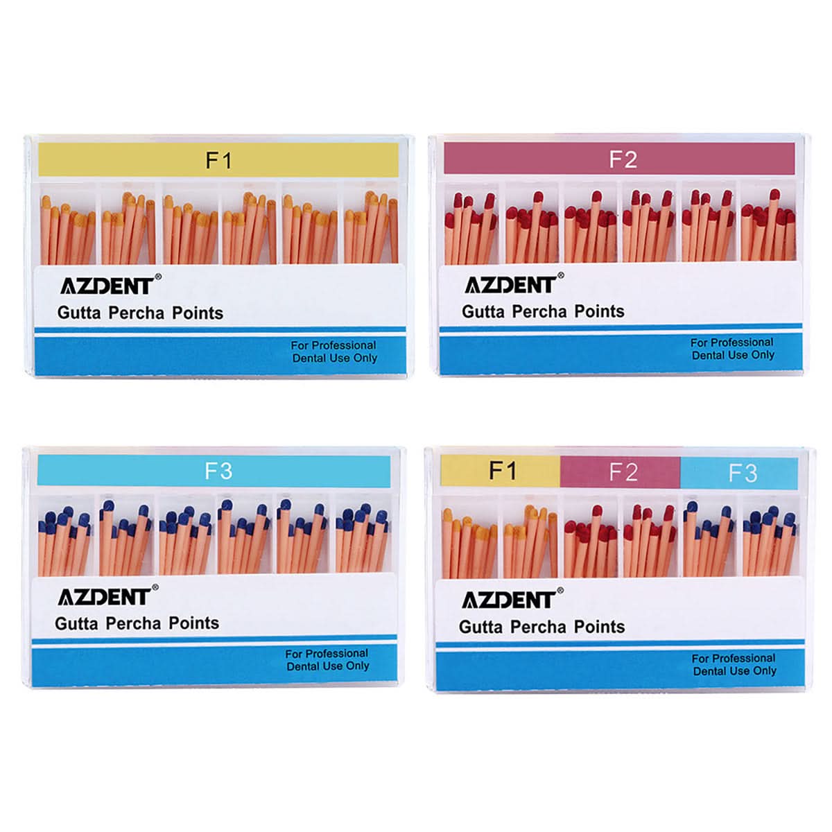 Gutta Percha Points F Series F1-F3 Color Coded 4 Models 60pcs/Pk - pairaydental.com