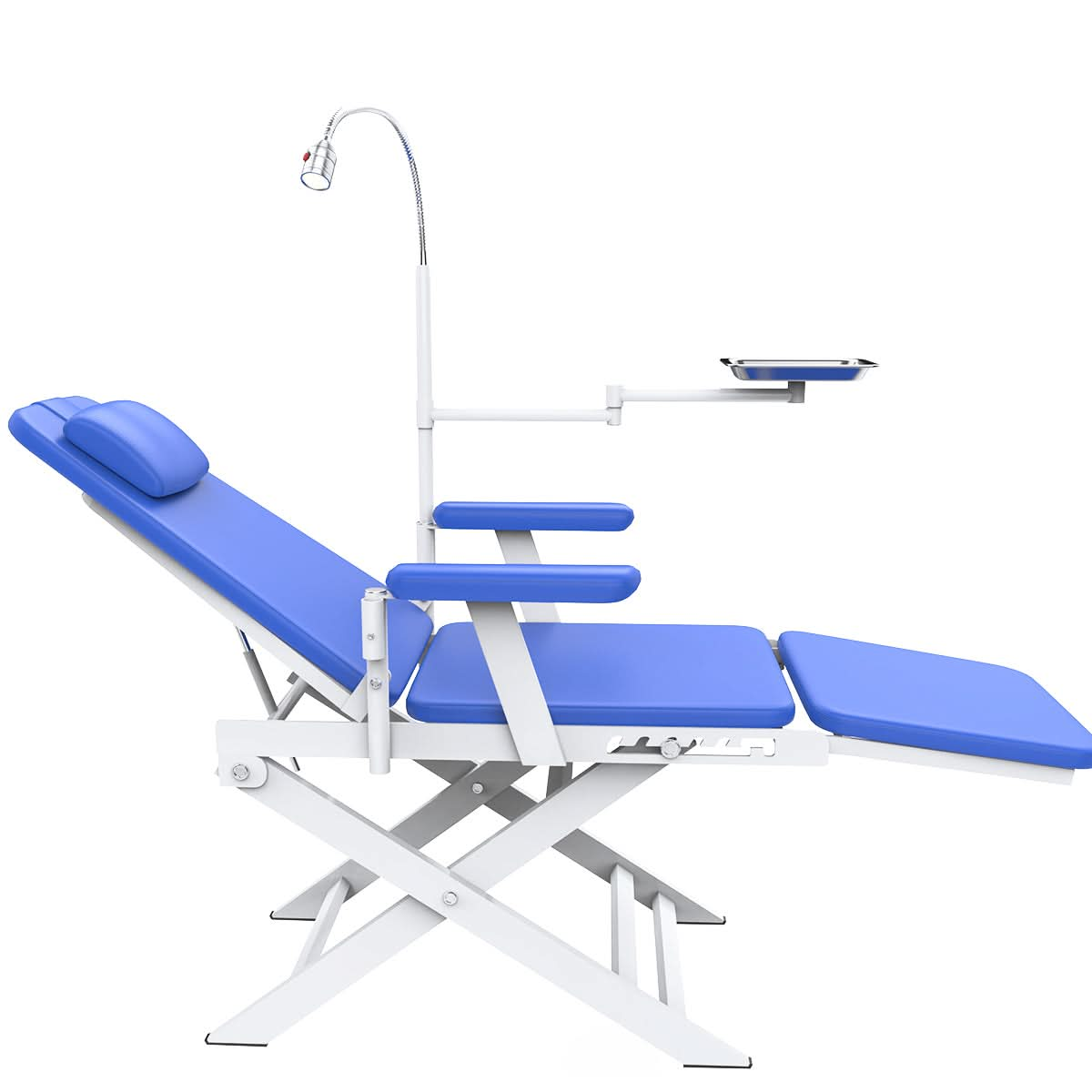 Portable Dental Folding Chair Adjustable With Rechargeable LED Light Blue - pairaydental.com