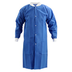 Disposable Lab Coat knee length wth 3 Pockets for Medical Dental Hospital Blue - pairaydental.com