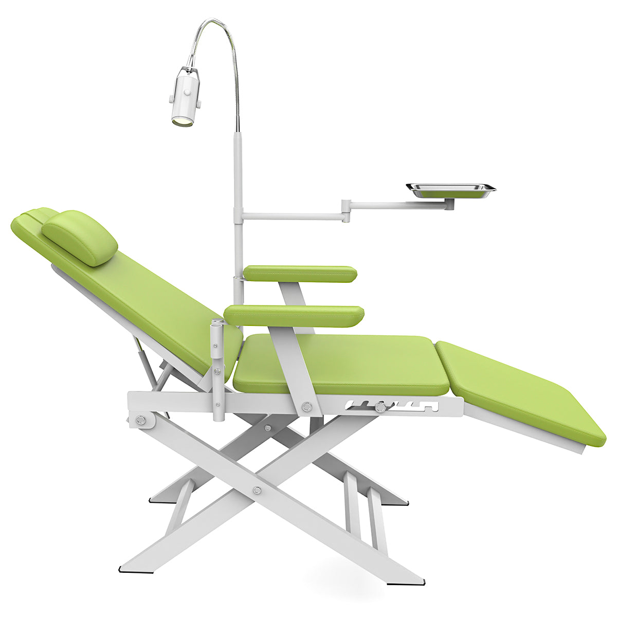 Portable Dental Folding Chair Adjustable With Rechargeable LED Light Green - pairaydental.com