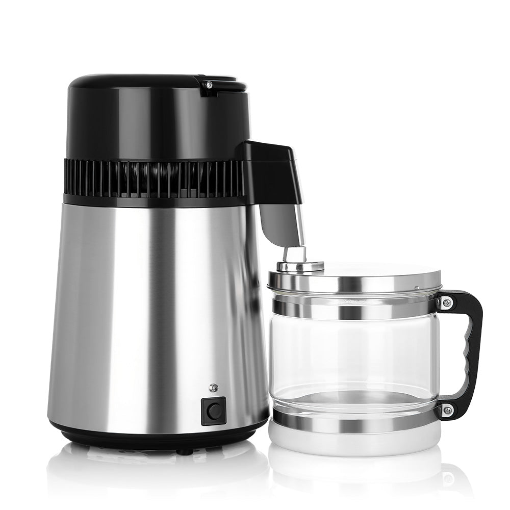 4L Water Distiller Stainless Steel Glass Bucket Single Button with Power Switch - pairaydental.com