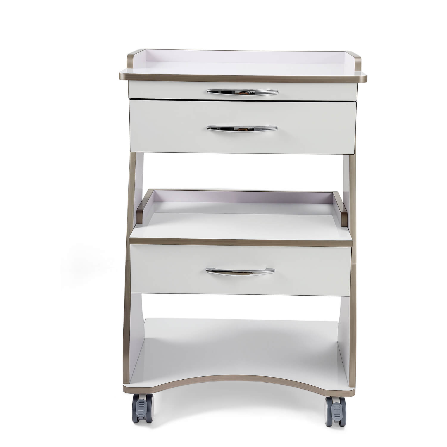 Dental  Mobile Rolling Cart Trolley Built-in Socket Three-Tier Cart 2 Drawers - pairaydental.com