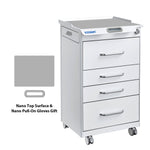 Dental Mobile Cabinet Cart with Hidden Side Auxiliary Drawer Power Socket 4 Drawers - pairaydental.com