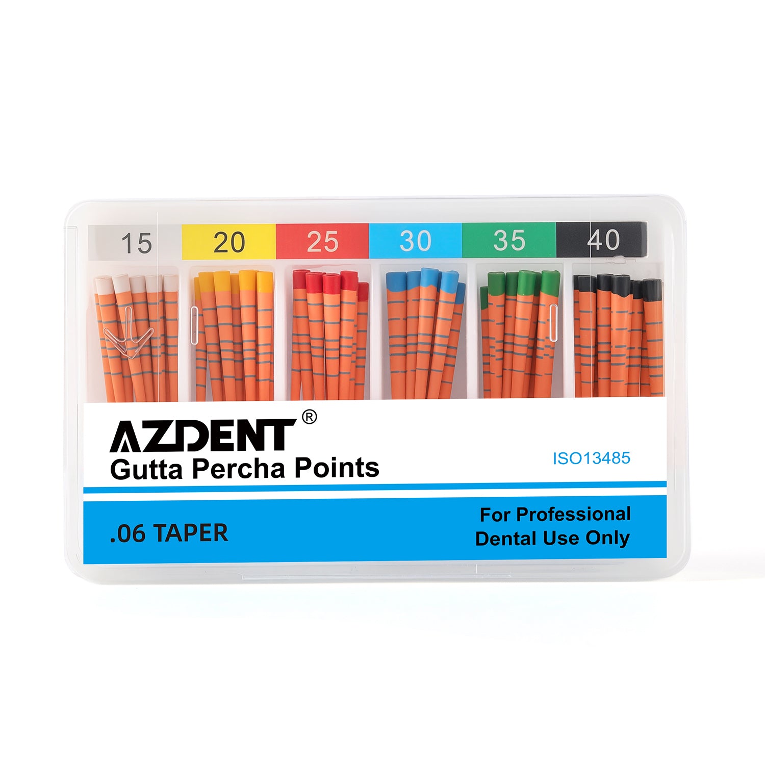 Gutta Percha Points With Scale 0.06 Taper Assorted #15-40 Color Coded 60/Box
