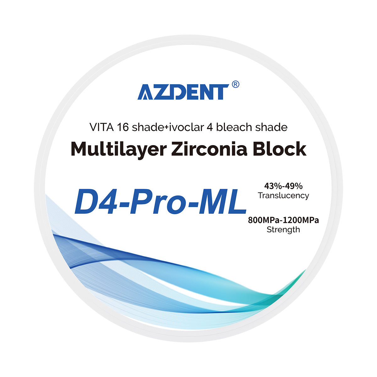 Dental D4-Pro-ML Multilayer Zirconia Block 98mm Five Layers Natural Shade Gradient - pairaydental.com