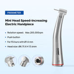 Dental Mini 1:5 Fiber Optic Increase Contra Angle Handpiece Internal Water Quattro Spray - pairaydental.com