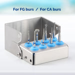 Dental Burs Holder Block Stainless Steel Disinfection Box 8 Holes