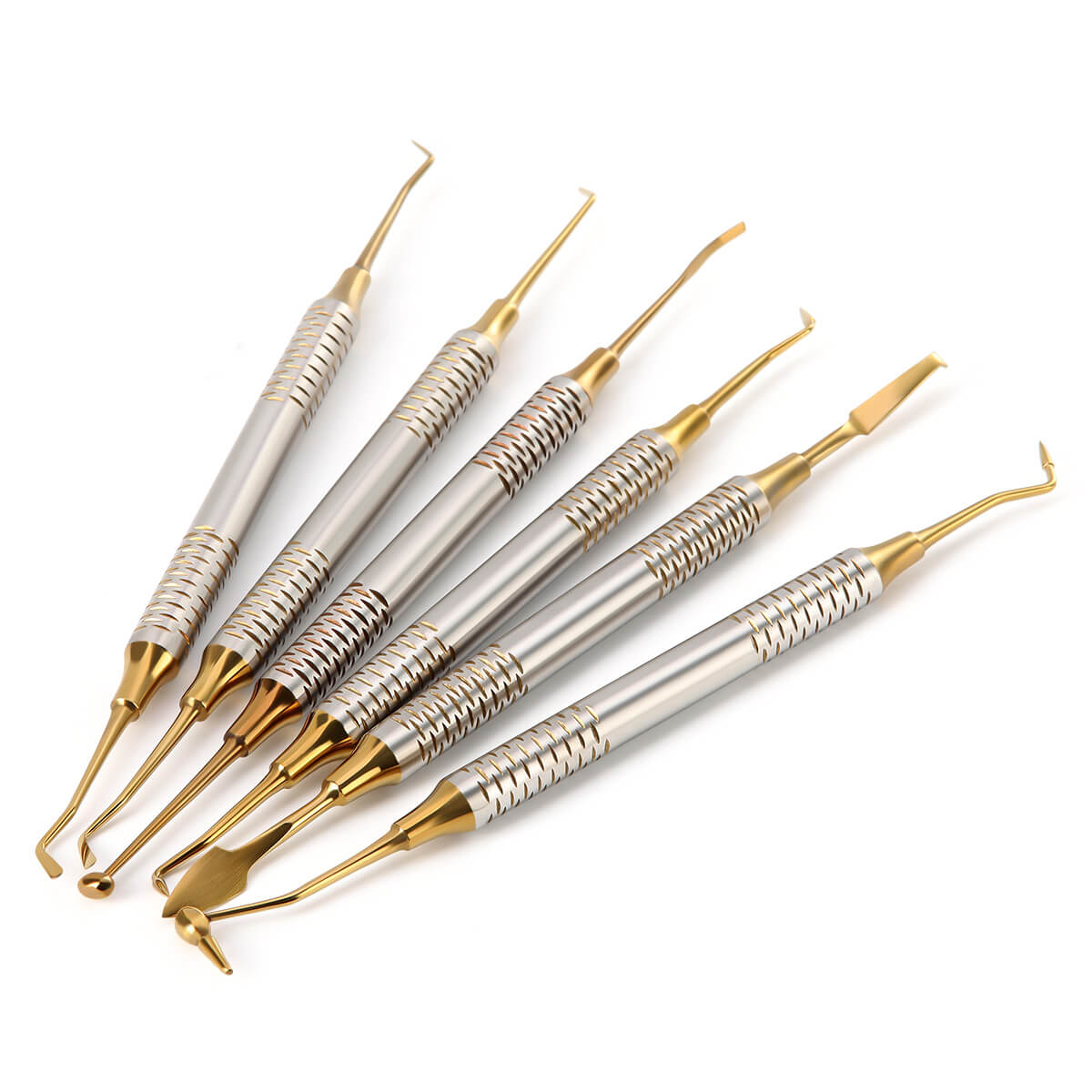 Dental Composite Resin Filling Spatula Tools Gold 6pcs/Kit - pairaydental.com