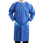 Disposable Lab Coat knee length wth 3 Pockets for Medical Dental Hospital Blue - pairaydental.com