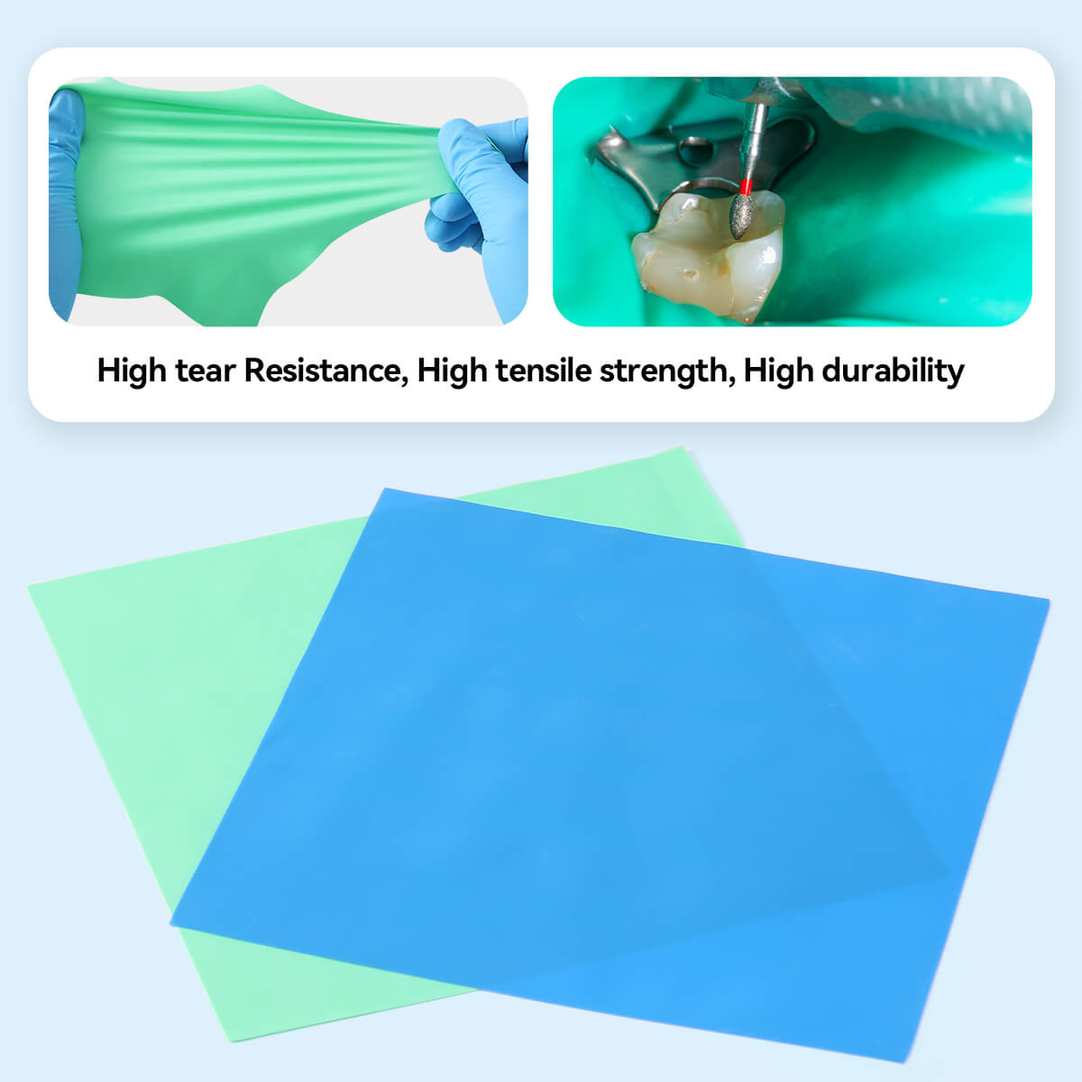 Dental Rubber Dams Natural Latex with Punch Positioning Board 6"x6" Blue Medium Gauge 36Pcs/Box - pairaydental.com