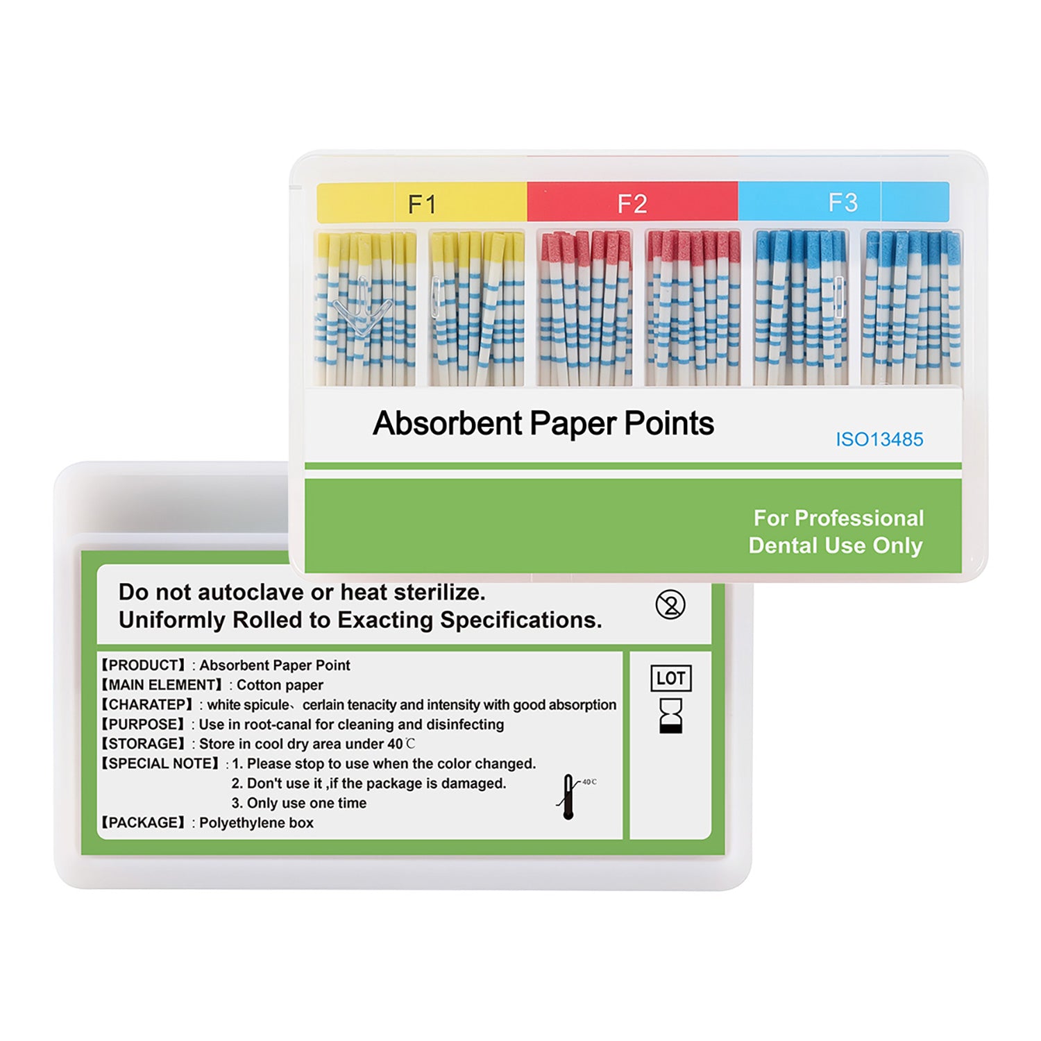 Absorbent Paper Points with Scale F Series Mixed F1 F2 F3 100pcs/Box