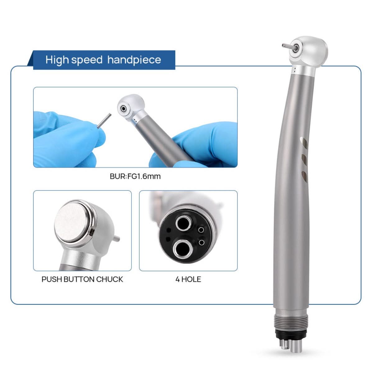 4 Holes Dental Shadowless LED E-generator High and Low Speed Handpiece Kit - pairaydental.com