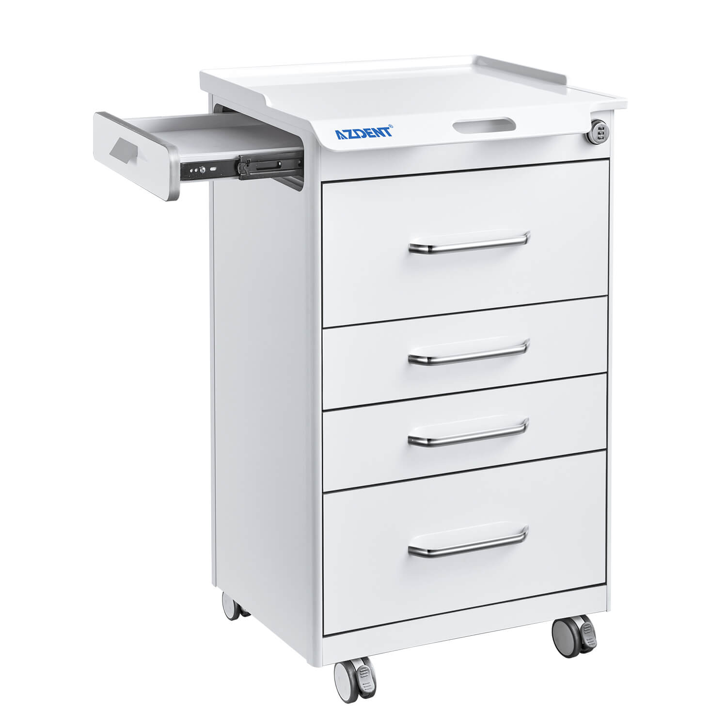 Dental Mobile Cabinet Cart with Hidden Side Auxiliary Drawer Power Socket 4 Drawers - pairaydental.com
