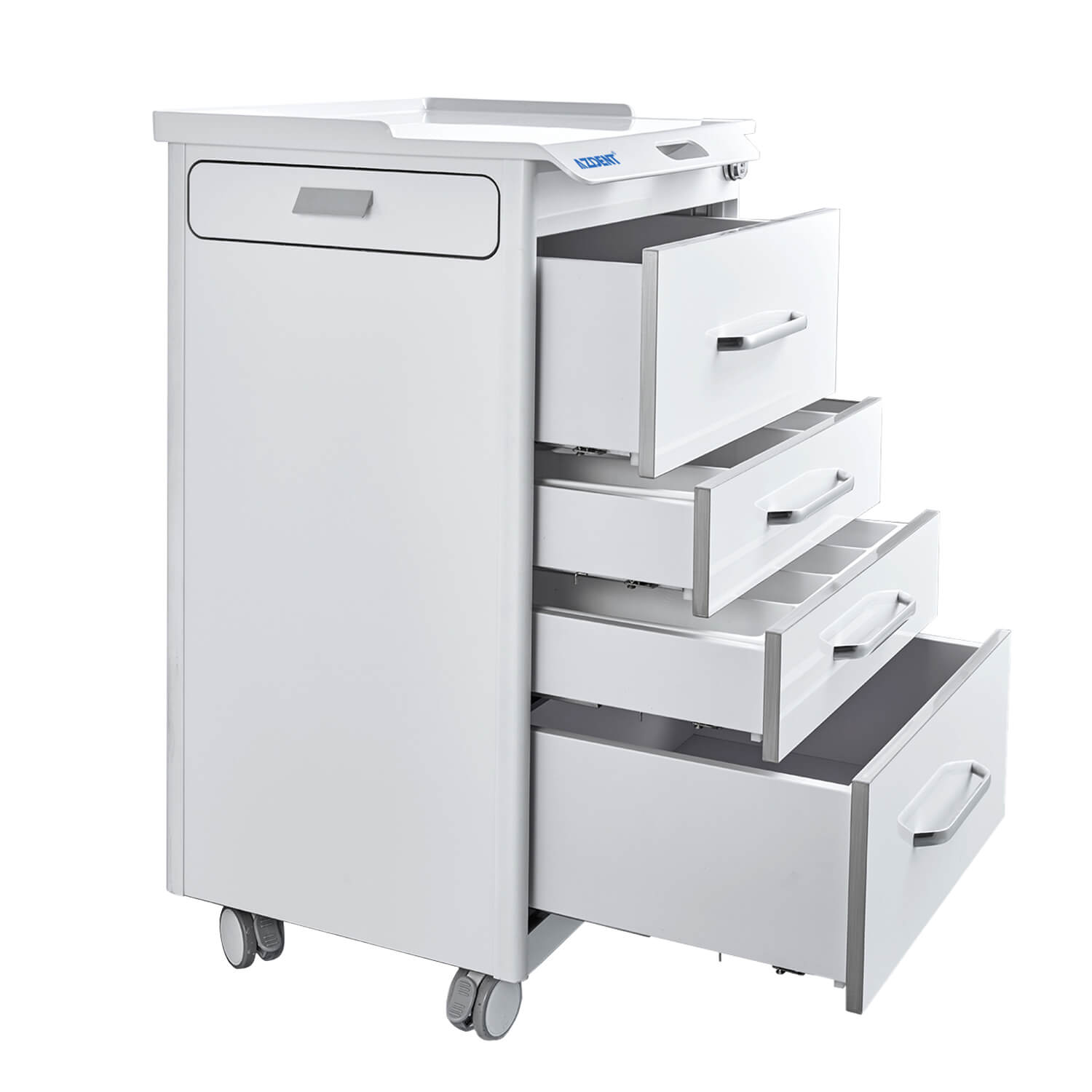 Dental Mobile Cabinet Cart with Hidden Side Auxiliary Drawer Power Socket 4 Drawers - pairaydental.com