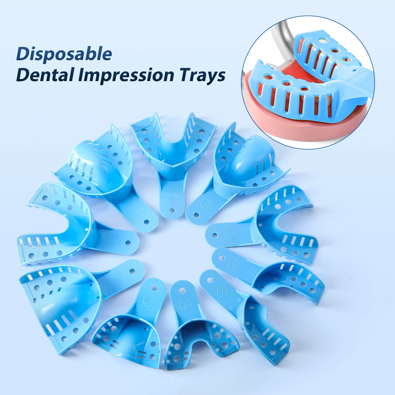Dental Impression Trays Perforated & Autoclavable Plastic 12 Pcs/Bag 10 Sizes Available - pairaydental.com