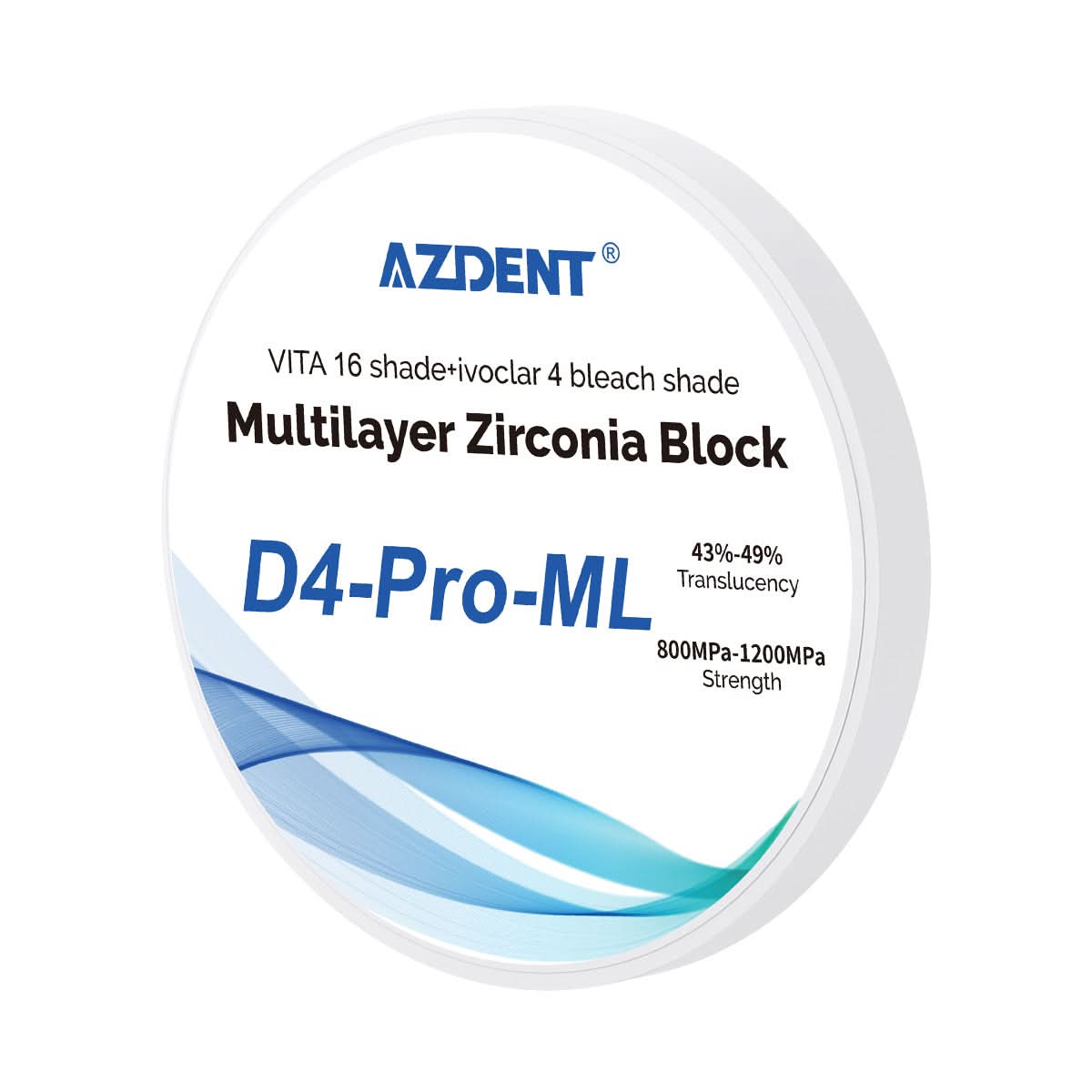 Dental D4-Pro-ML Multilayer Zirconia Block 98mm Five Layers Natural Shade Gradient - pairaydental.com