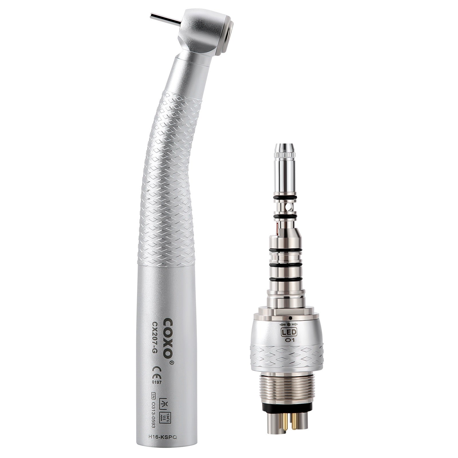 COXO CX207-G Fiber Optic High Speed Air Turbine Handpiece & 6 Holes LED Quick Coupler - pairaydental.com