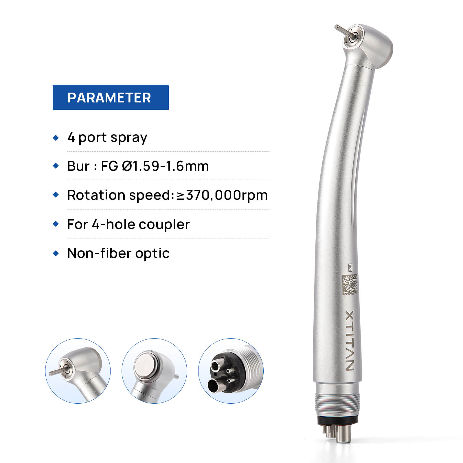 COXO CX207-B X TITAN High Speed Air Turbine Handpiece 4 Holes Super Torque 4 Port Spray H33-SP4 - pairaydental.com