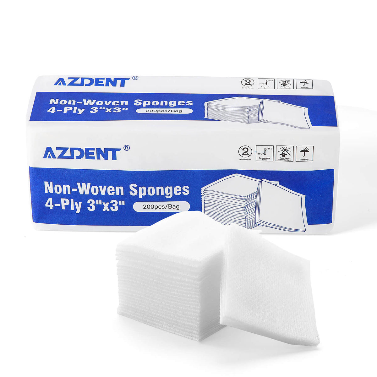 Disposable Dental Gauze Pads Non-Woven Sponge 4-Ply Non-Sterile 3 Sizes 200pcs/Box - pairaydental.com