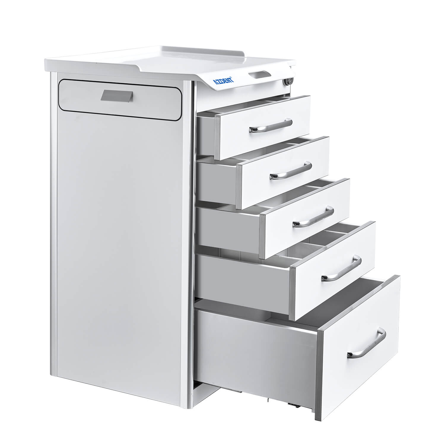 Dental Mobile Cabinet Cart with Hidden Side Auxiliary Drawer Power Socket 5 Drawers - pairaydental.com