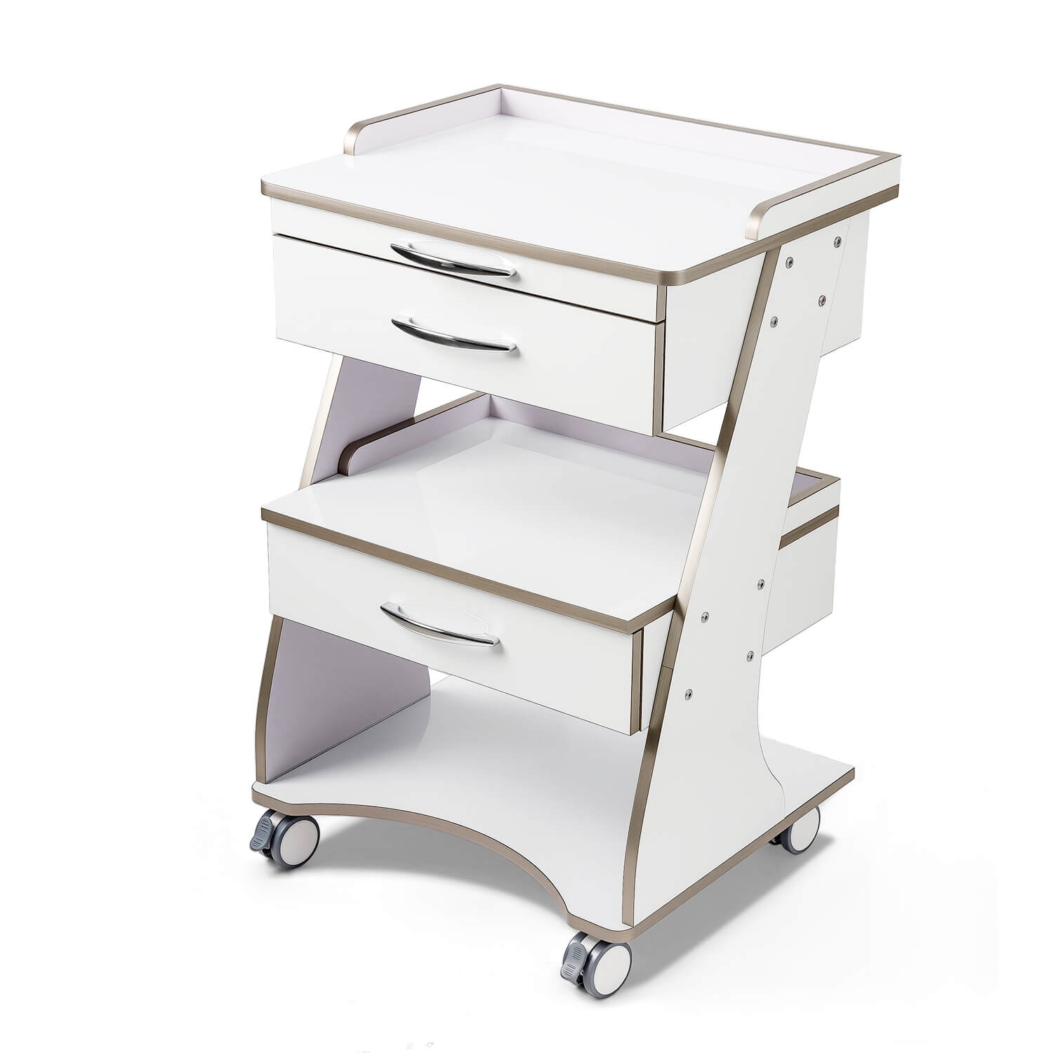 Dental  Mobile Rolling Cart Trolley Built-in Socket Three-Tier Cart 2 Drawers - pairaydental.com