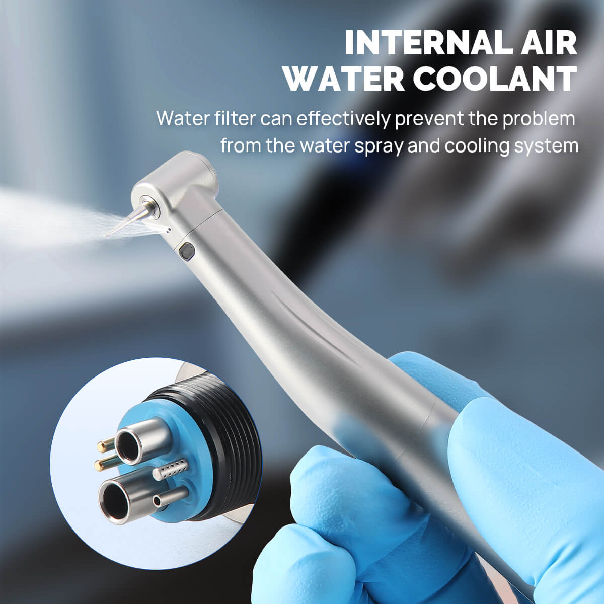 Dental Mini Fiber Optic Air Motor 1:1 Internal Water Spray 6 Hole - pairaydental.com