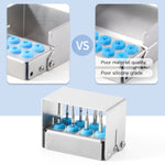 Dental Burs Holder Block Stainless Steel Disinfection Box 8 Holes