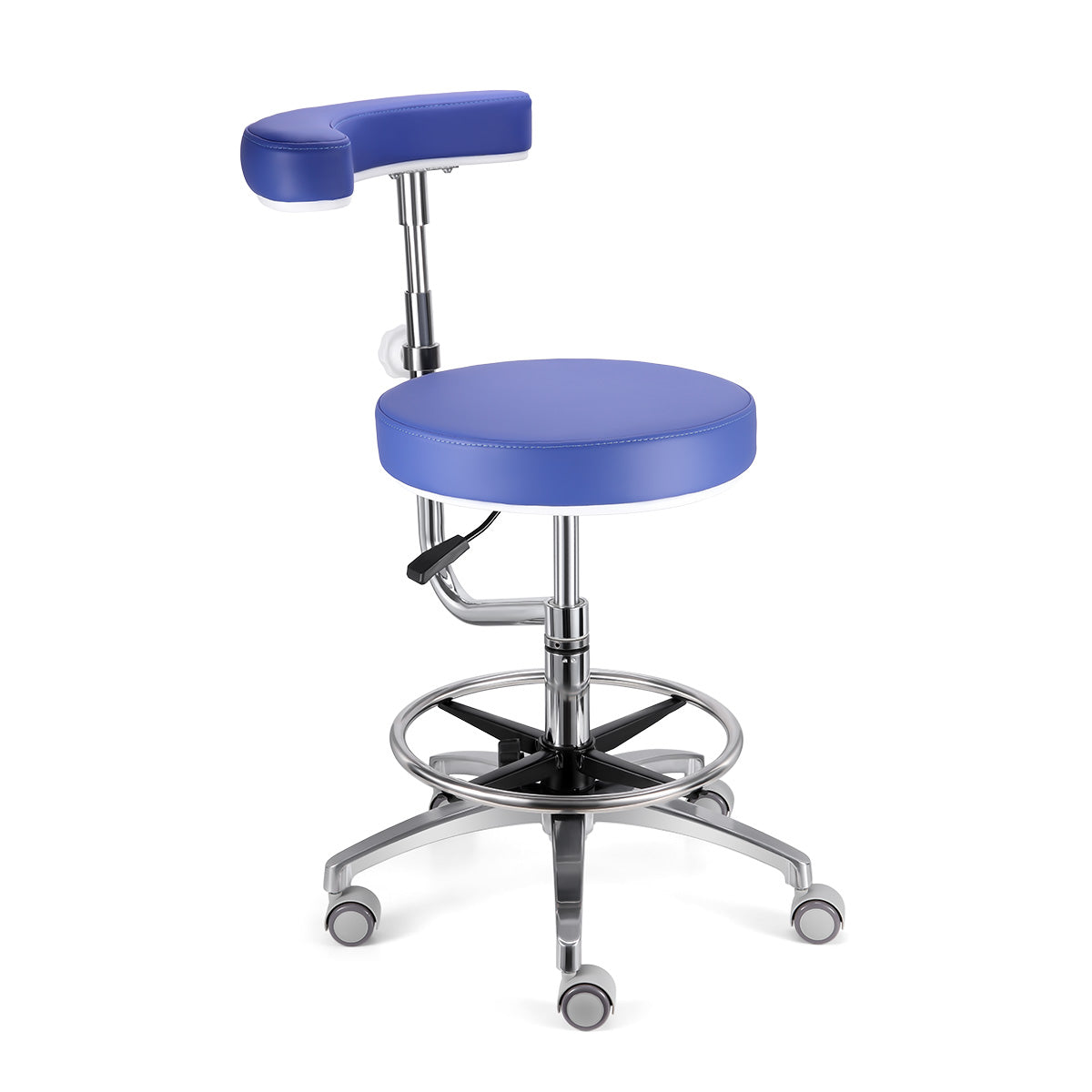Dental Assistant Stool Chair Armrest Height Adjustable 360° Rotated Blue - pairaydental.com