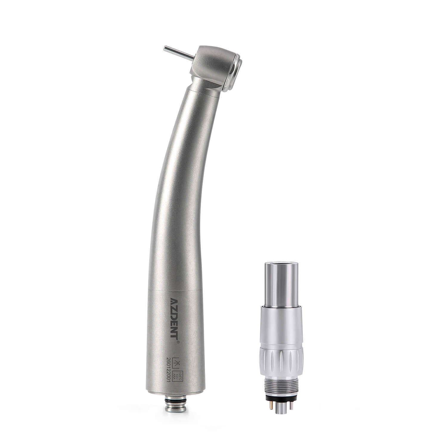 Dental Titanium High Speed Handpiece LED Fiber Optic Standard Head 4-Water Spray & 6 Holes Quick Coupler - pairaydental.com