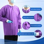Disposable Lab Jacket with Knit Cuffs & Collar 3 Pocket SMS S/M/L - pairaydental.com