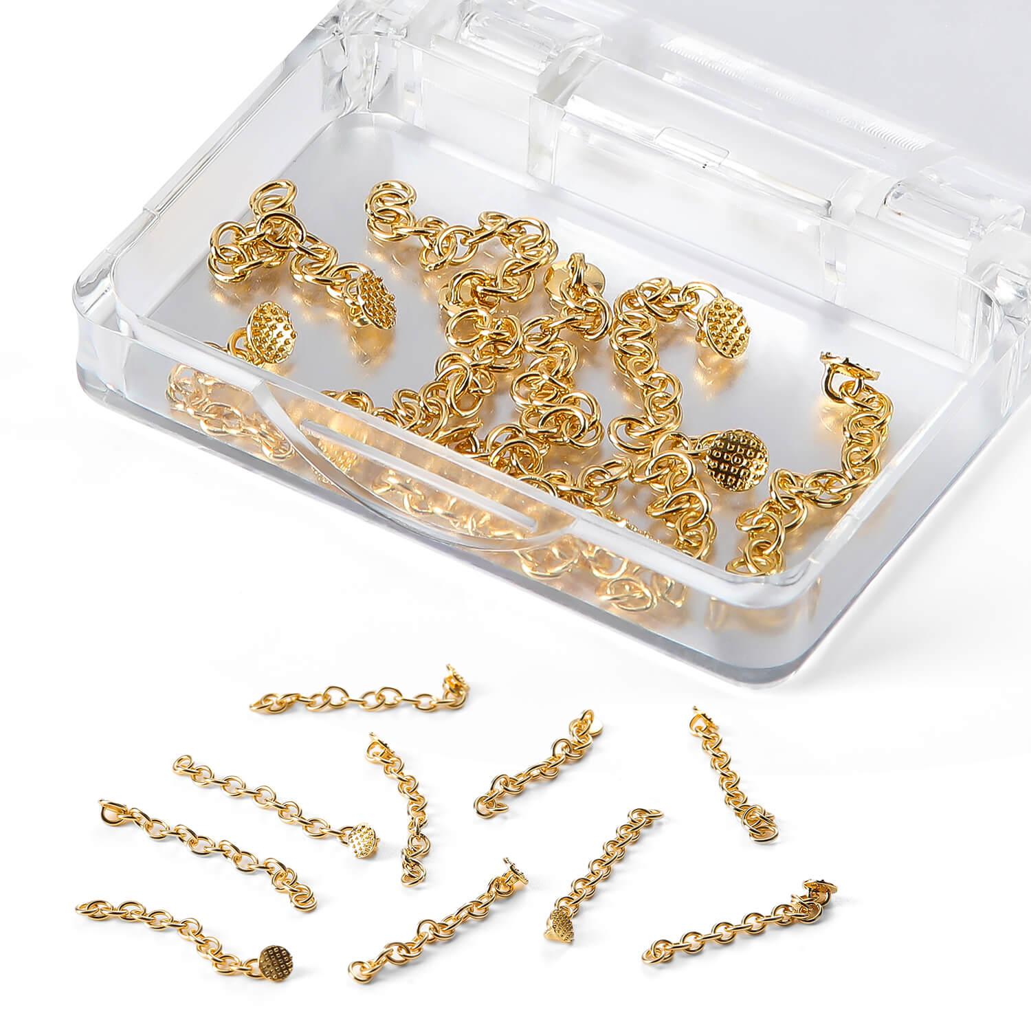 Dental Orthodontic Lingual Button Chain Monoblock Golden Round Mesh Base 10Pcs/Box - pairaydental.com