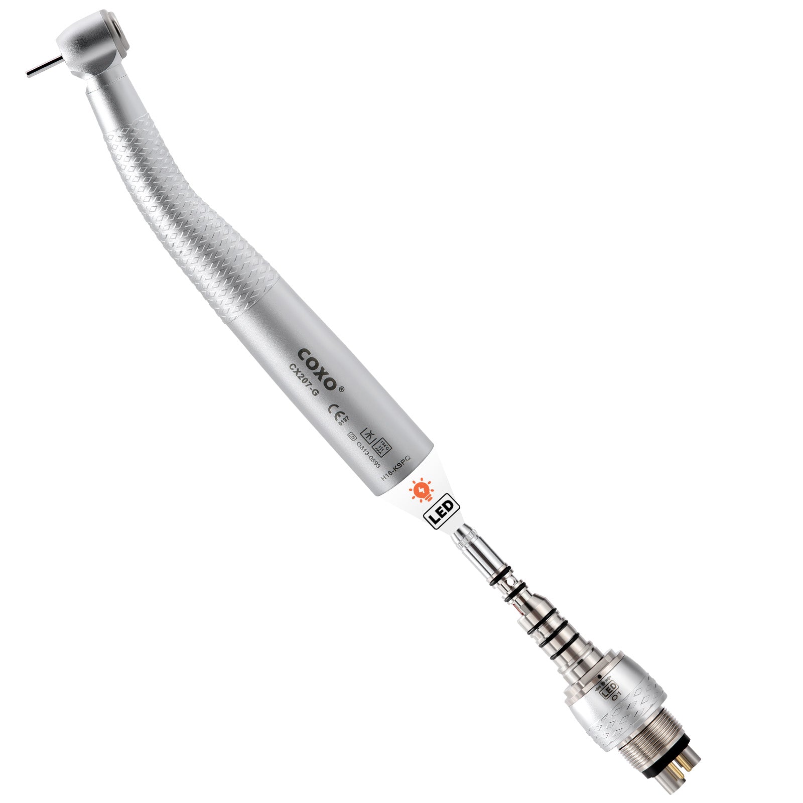 COXO CX207-G Fiber Optic High Speed Air Turbine Handpiece & 6 Holes LED Quick Coupler