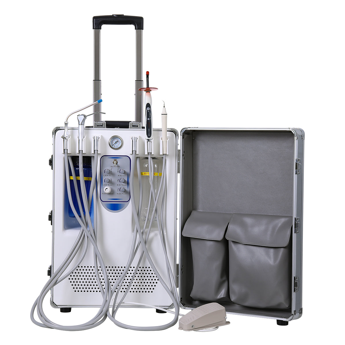 Portable Dental Unit with Air Compressor Curing Light Ultrasonic Scaler 4 Holes - pairaydental.com