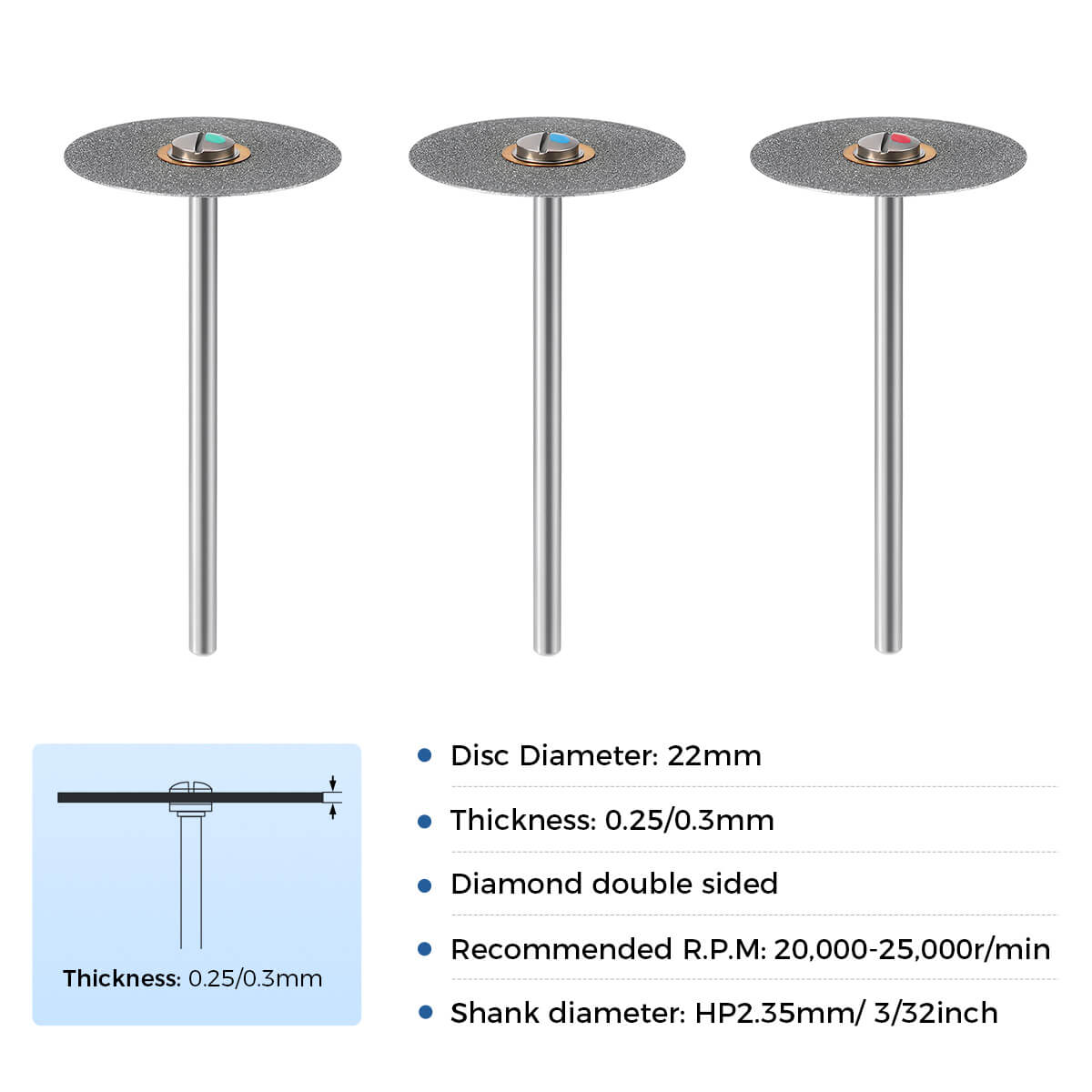 Dental Lab Sintered Zirconia Diamond Disc HP2.35mm 1pc/Box - pairaydental.com