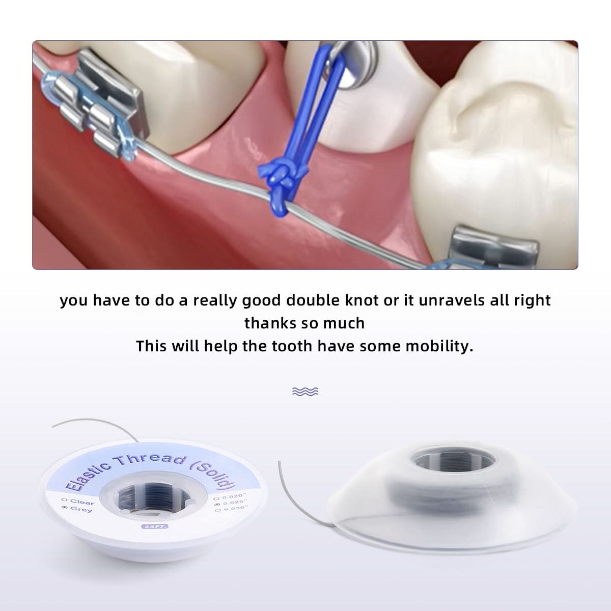 Ortho Elastic Thread Traction Ligature Power Tube Clear 0.020 - pairaydental.com