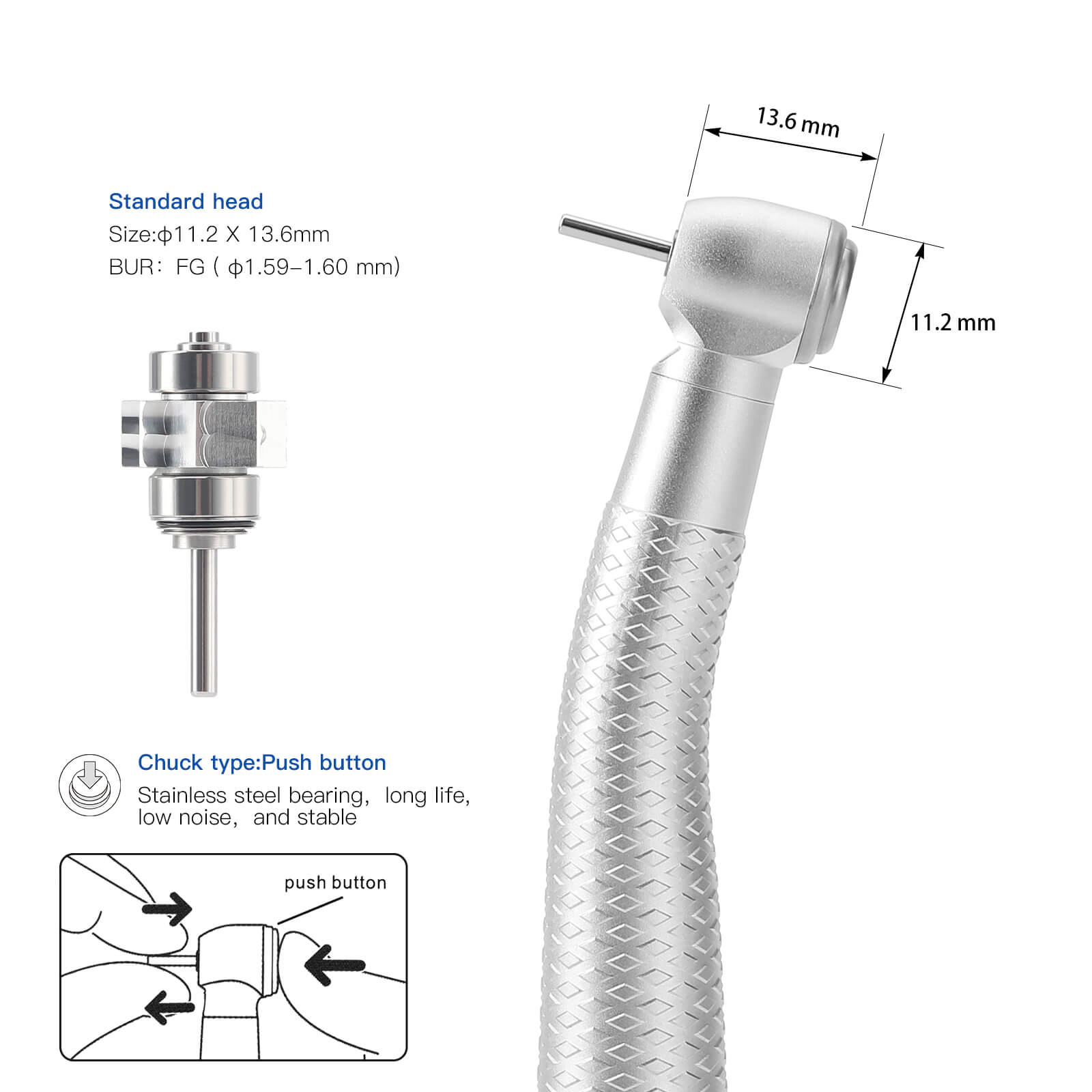 COXO CX207-G High Speed Air Turbine Handpiece Fiber Optic & 6 Holes LED Quick Coupler - pairaydental.com