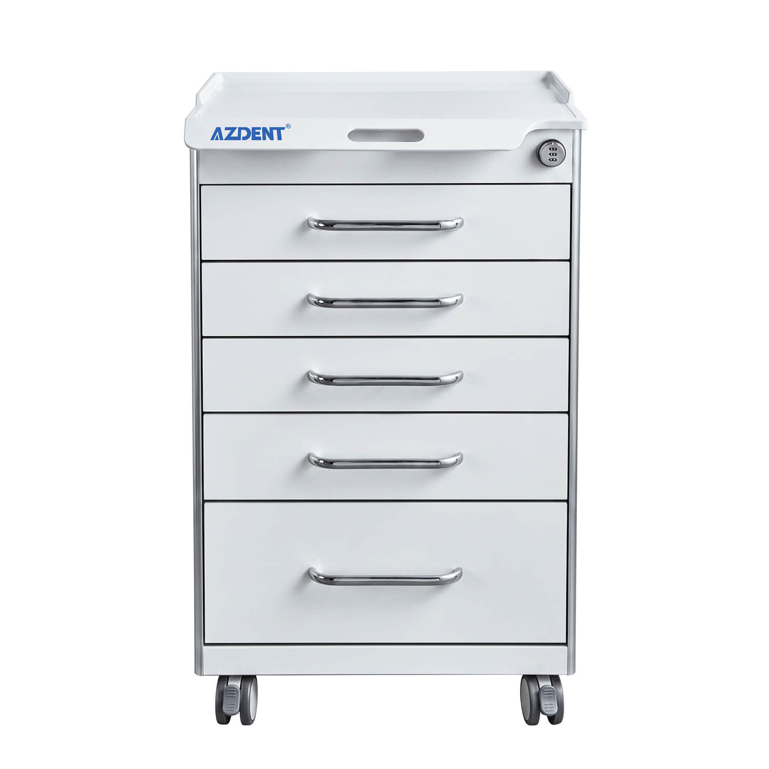 Dental Mobile Cabinet Cart with Hidden Side Auxiliary Drawer Power Socket 5 Drawers - pairaydental.com