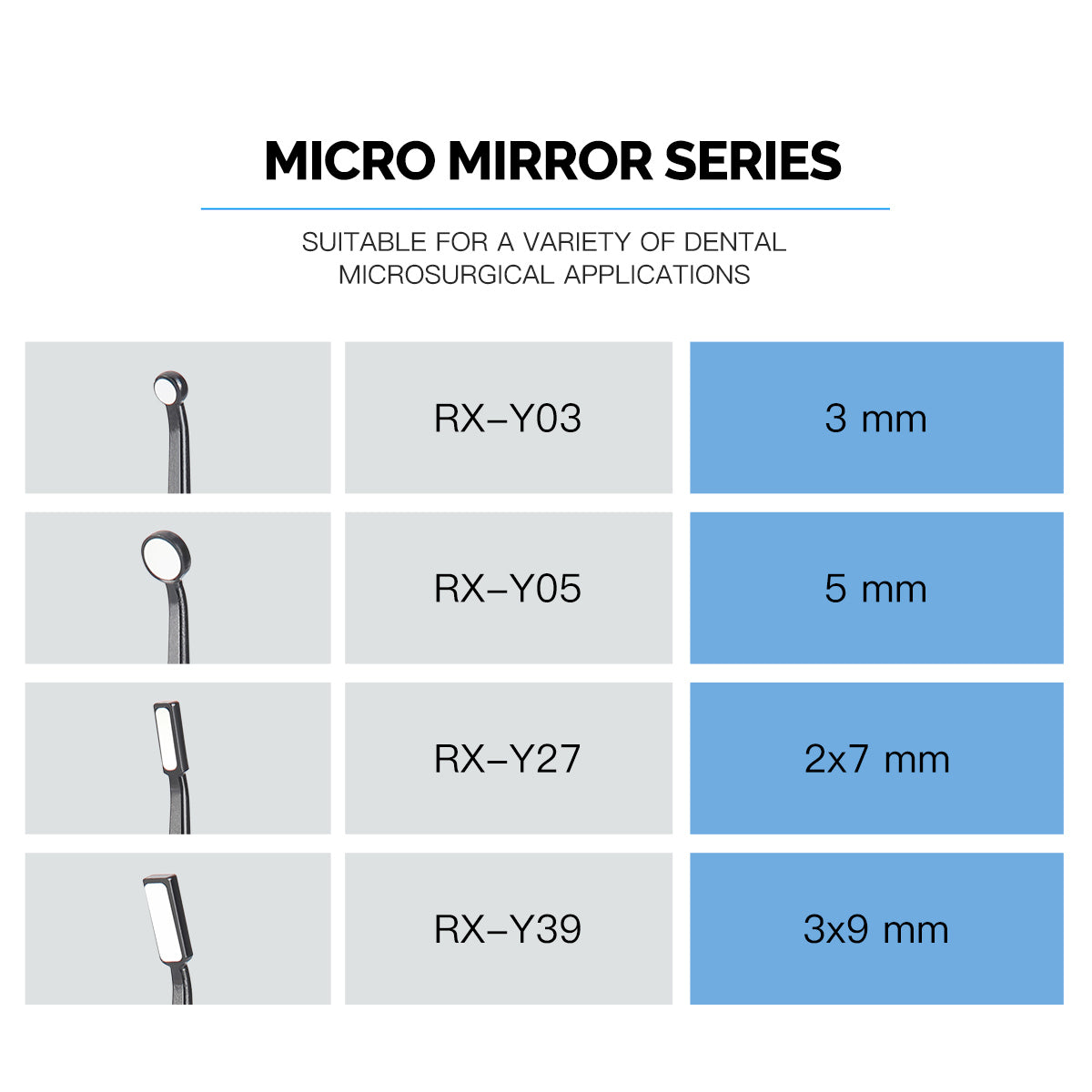 Dental Micro Mirror Sterilizable Reflector Odontoscope RX-Y39 3x9mm - pairaydental.com