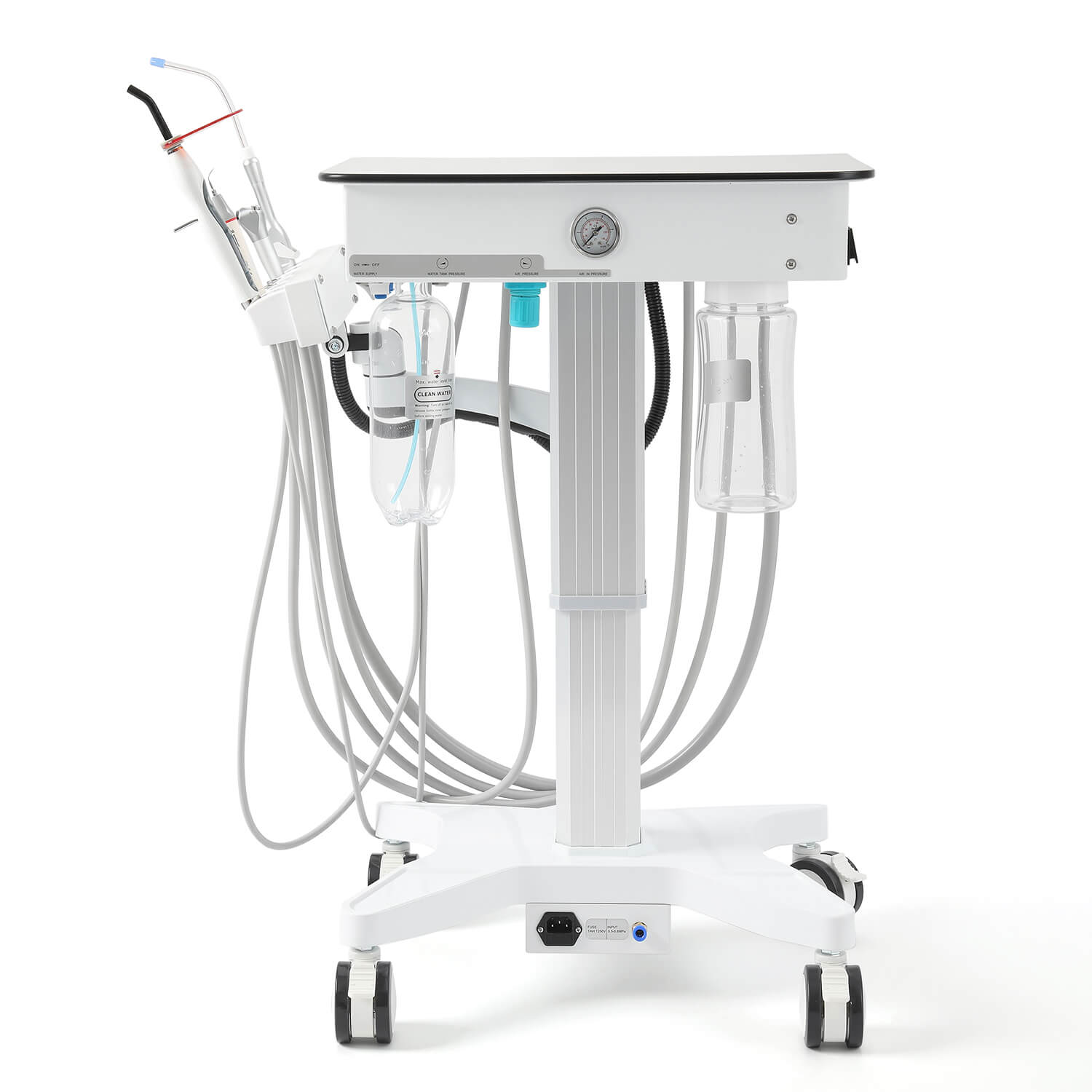Dental Delivery Unit Mobile Cart 4 Hole Integrated Scaler & Curing Light Adjustable Height Electric Lifting - pairaydental.com