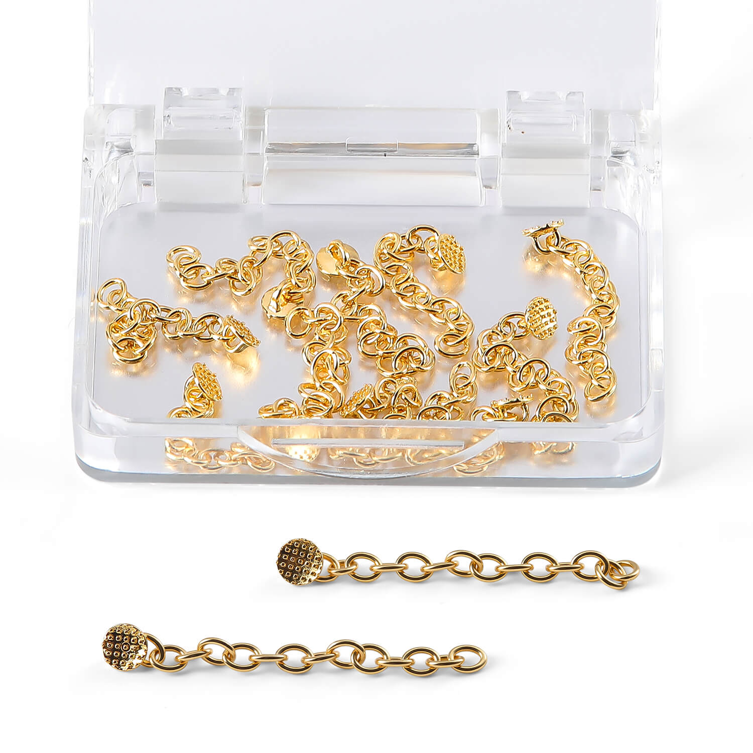 Dental Orthodontic Lingual Button Chain Monoblock Golden Round Mesh Base 10Pcs/Box - pairaydental.com