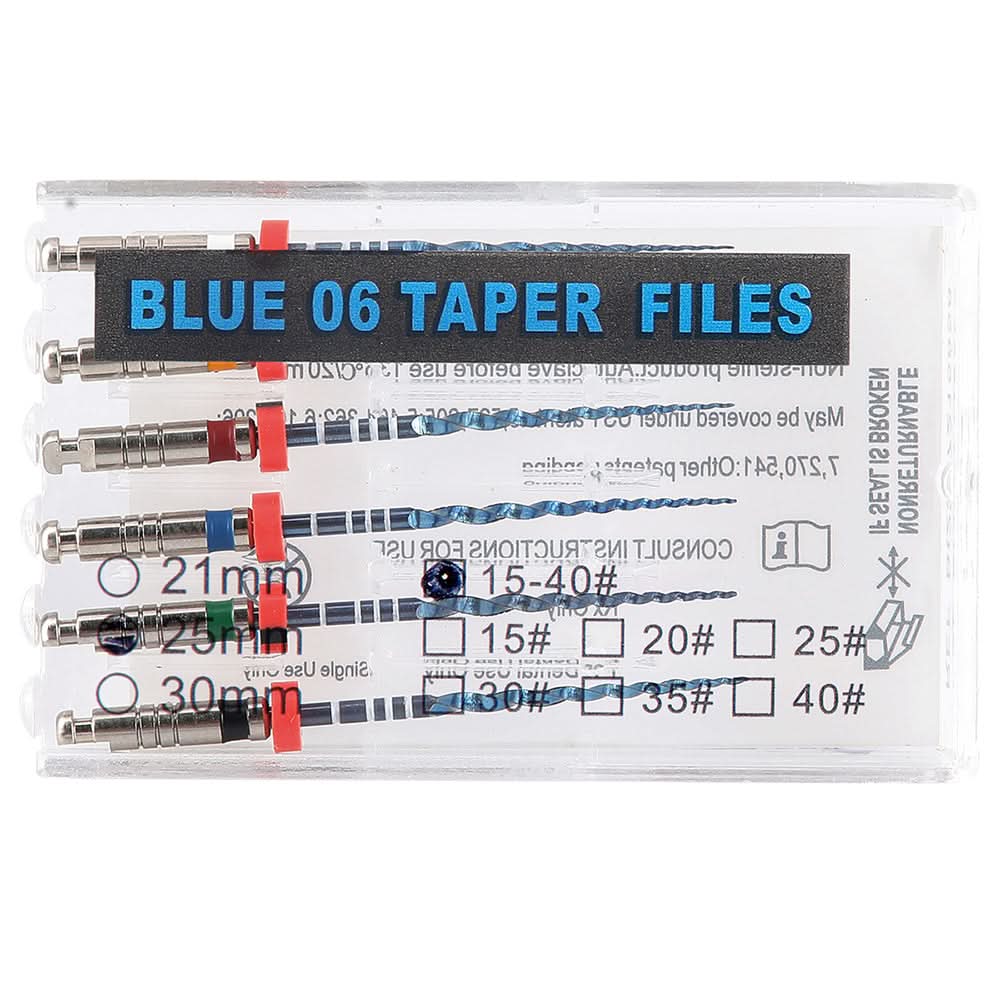 Dental Endo Blue Engine Use Rotary File 21/25mm Taper.04/.06 #15-40 6pcs/Pack - pairaydental.com