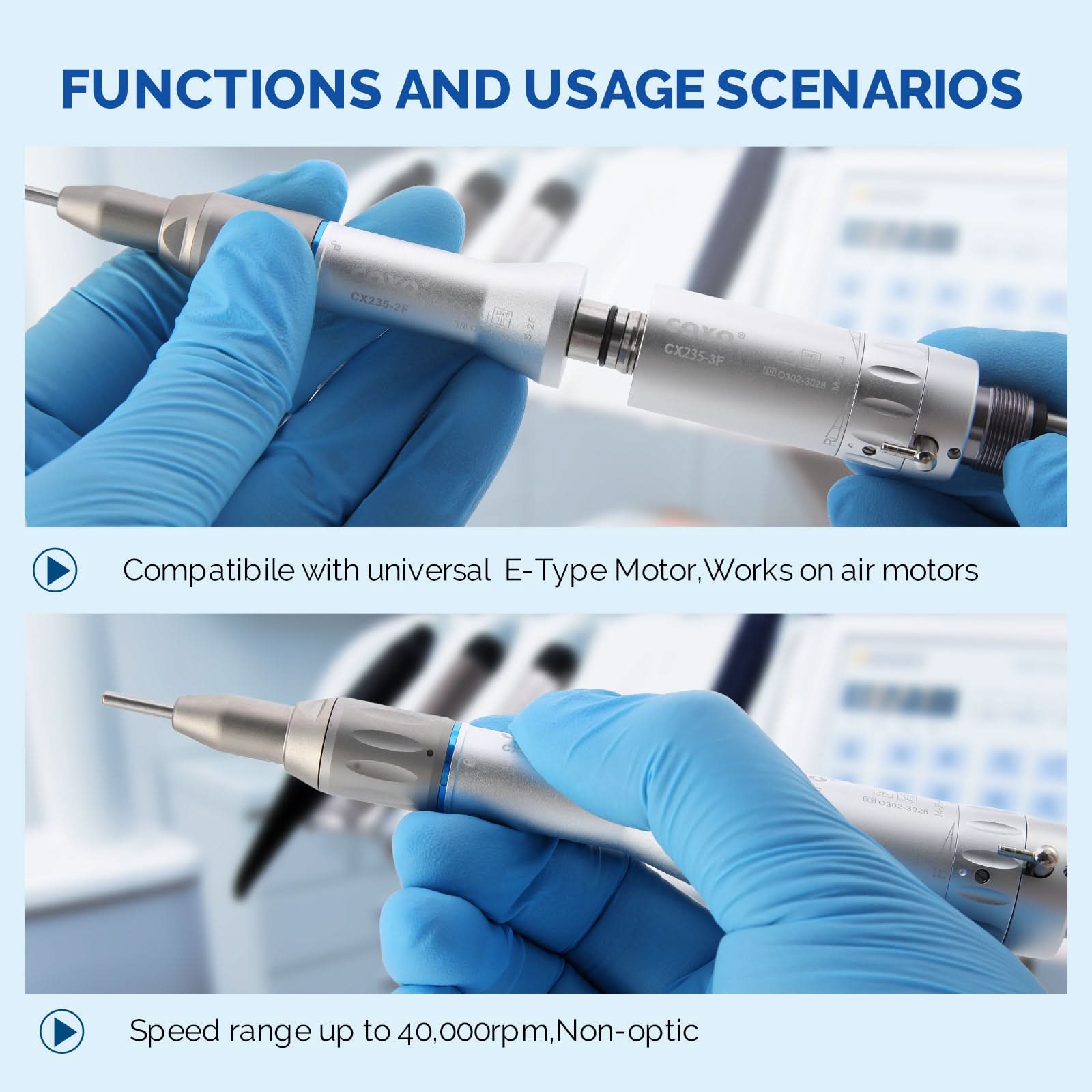 COXO 1:1 Dental Low Speed Handpiece External Straight Handpiece #S-2F  - pairaydental.com