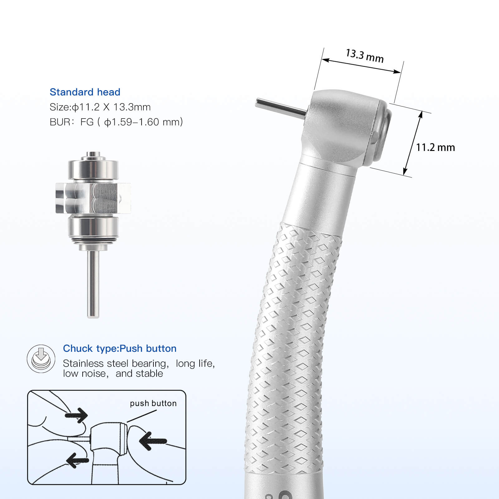 COXO CX207-W High Speed Air Turbine Handpiece with 4 Holes Quick Coupler