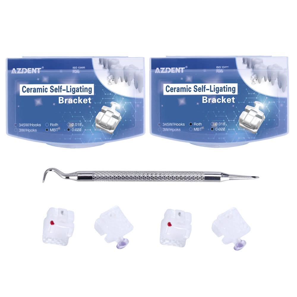 Orthodontic Ceramic Self-ligating Bracket Roth/MBT 0.022 345 Hooks with Tool 20pcs/Kit - pairaydental.com
