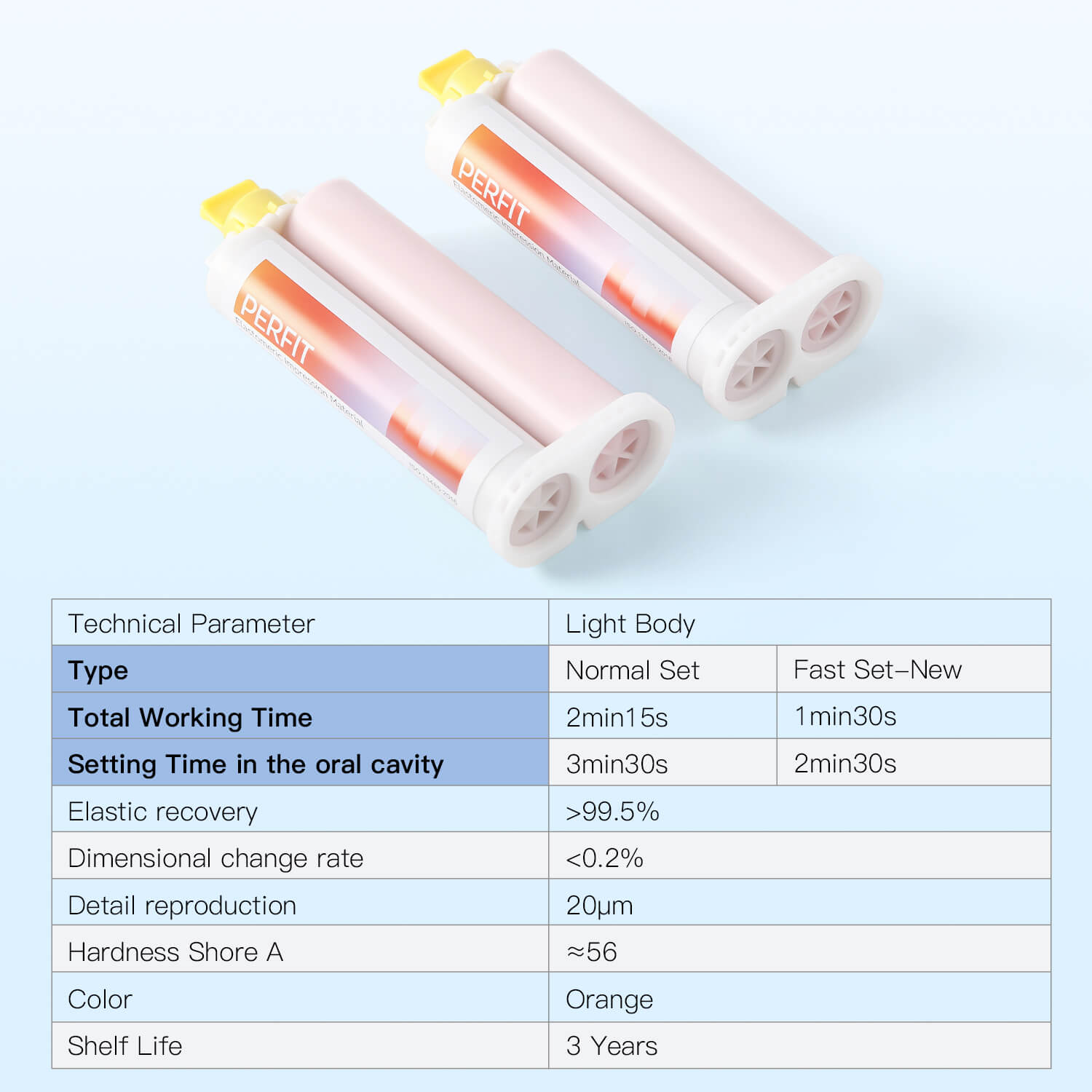 Dental Silicone Impression Material Light Body VPS Fast/Normal Set 50ml*2 - pairaydental.com